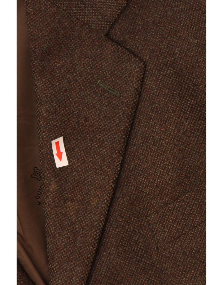 Biagiotti Uomo Mens 3 Button Blazer Jacket IT 58 4XL Brown Virgin Wool