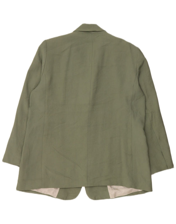 Zara Womens 1 Button Blazer Jacket UK 18 XL Green Modal