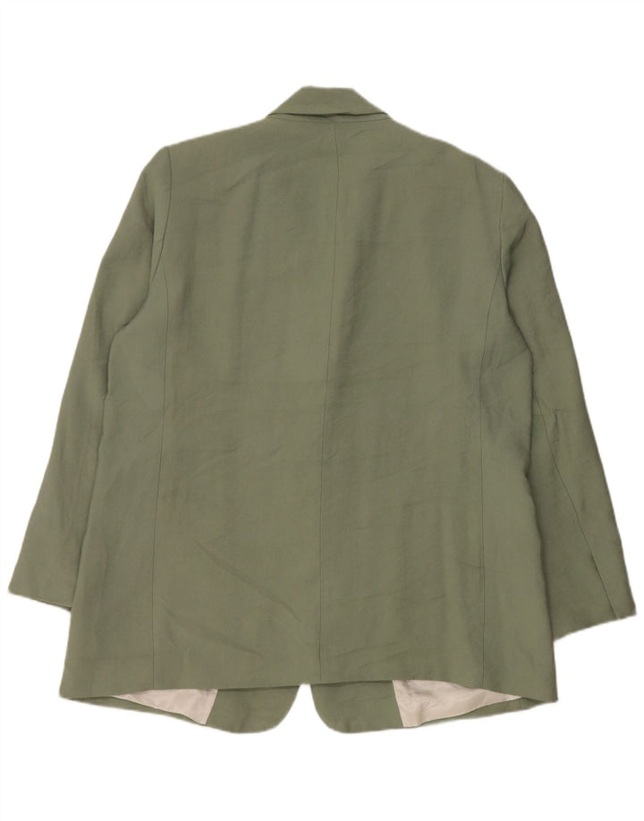 Zara Womens 1 Button Blazer Jacket UK 18 XL Green Modal