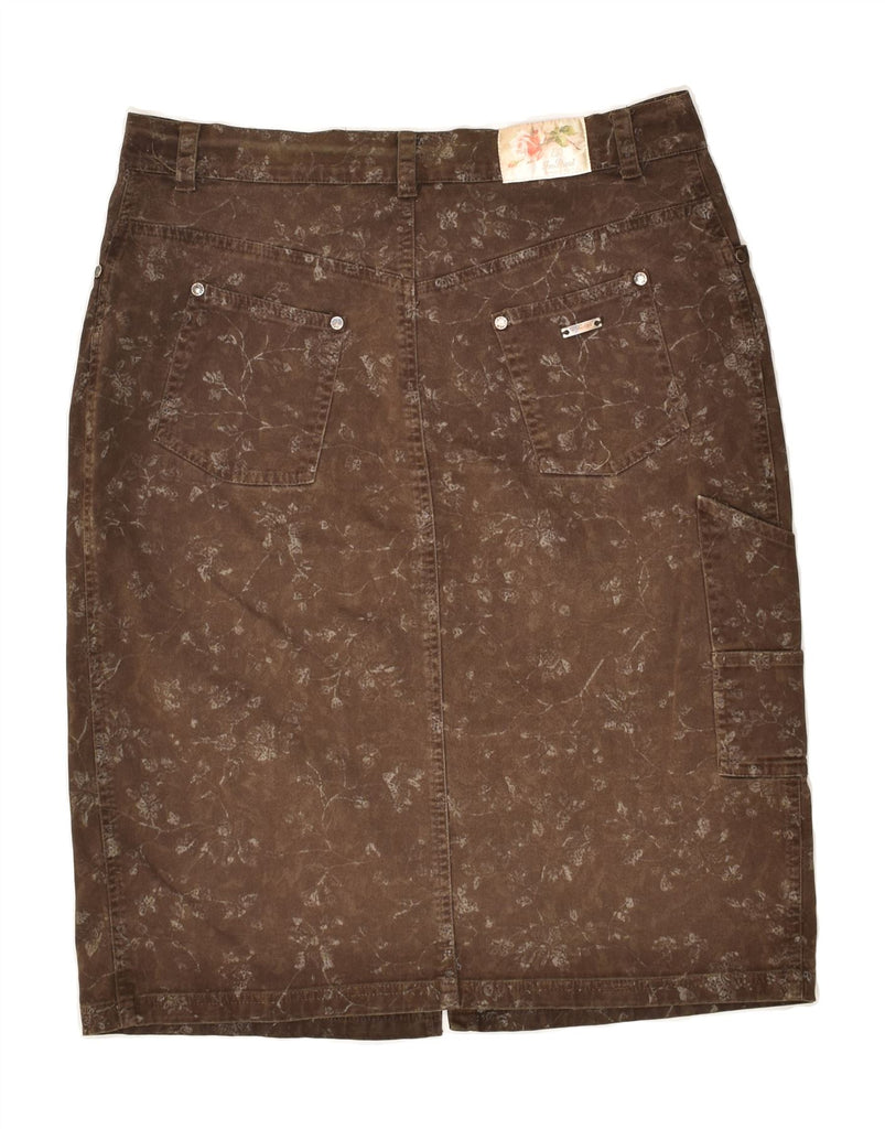 VINTAGE Womens Straight Skirt IT 46 Large W32 Brown Floral | Vintage Vintage | Thrift | Second-Hand Vintage | Used Clothing | Messina Hembry 