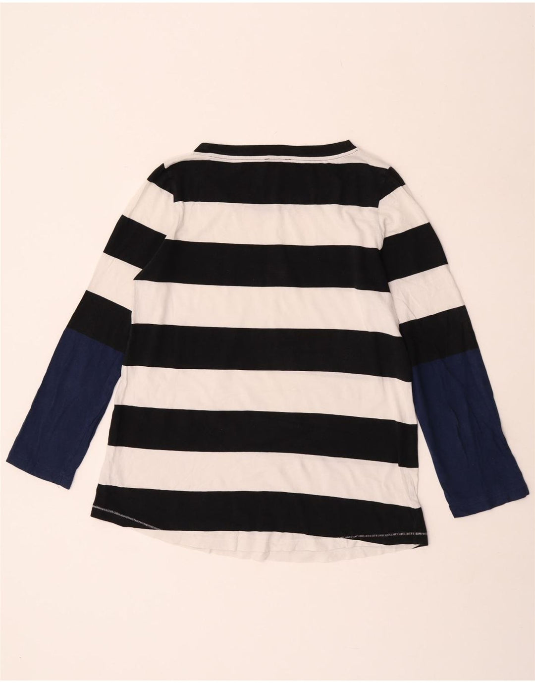 Cos Womens Top Long Sleeve UK 14 Medium Navy Blue Striped Cotton