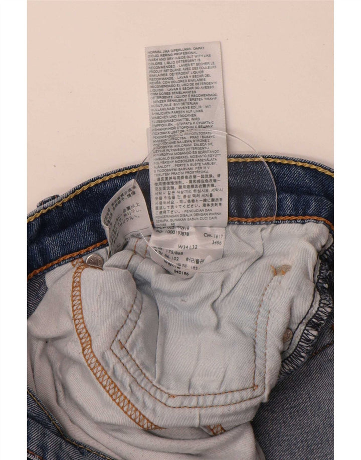Levi's Mens Straight Jeans W34 L32 Blue Cotton