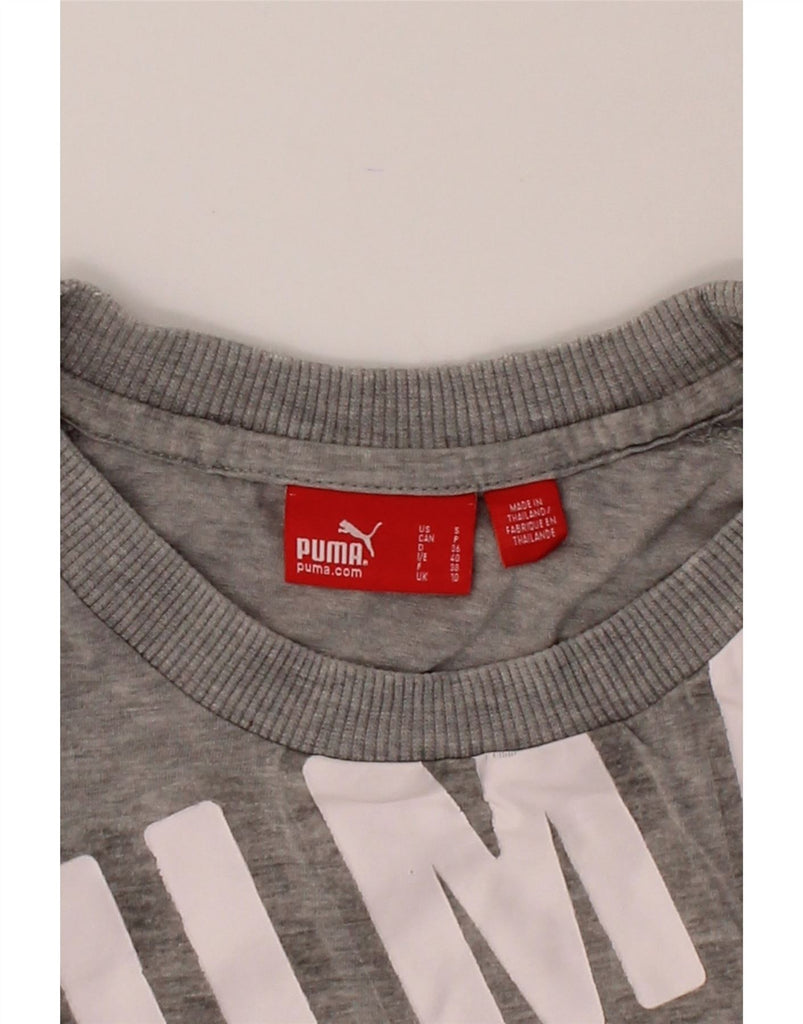 PUMA Womens Crop Graphic T-Shirt Top UK 10 Small Grey Vintage Puma and Second-Hand Puma from Messina Hembry 