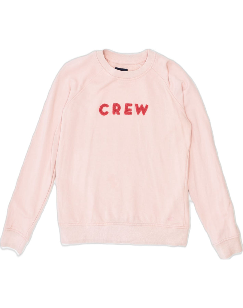 CREW CLOTHING Womens Graphic Sweatshirt Jumper UK 10 Small Pink Cotton | Vintage | Thrift | Second-Hand | Used Clothing | Messina Hembry 