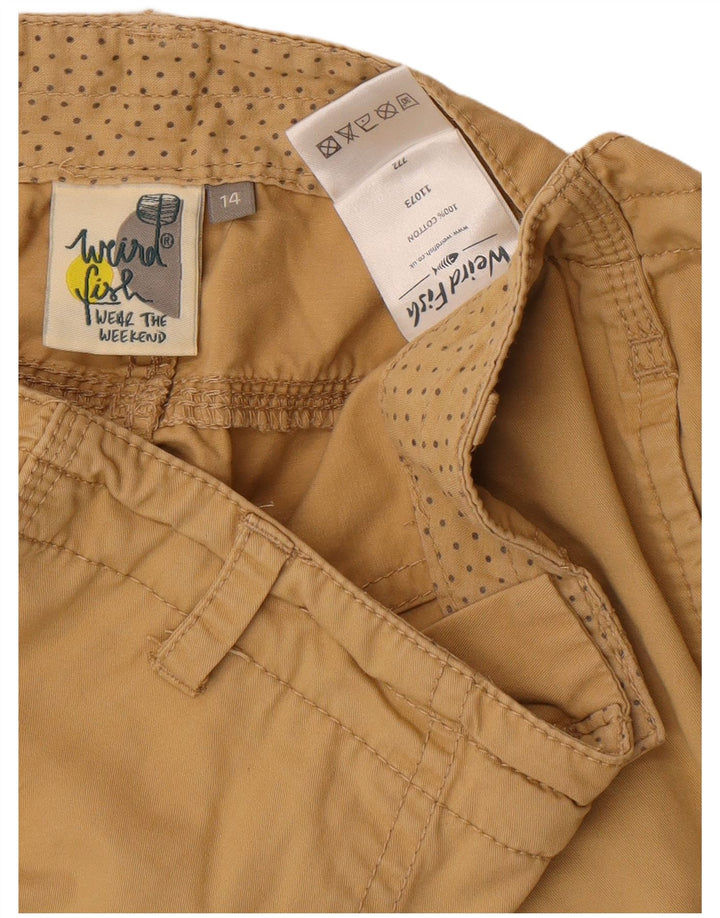 Weird Fish Womens Cargo Bermuda Shorts UK 14 Large W34  Beige Cotton