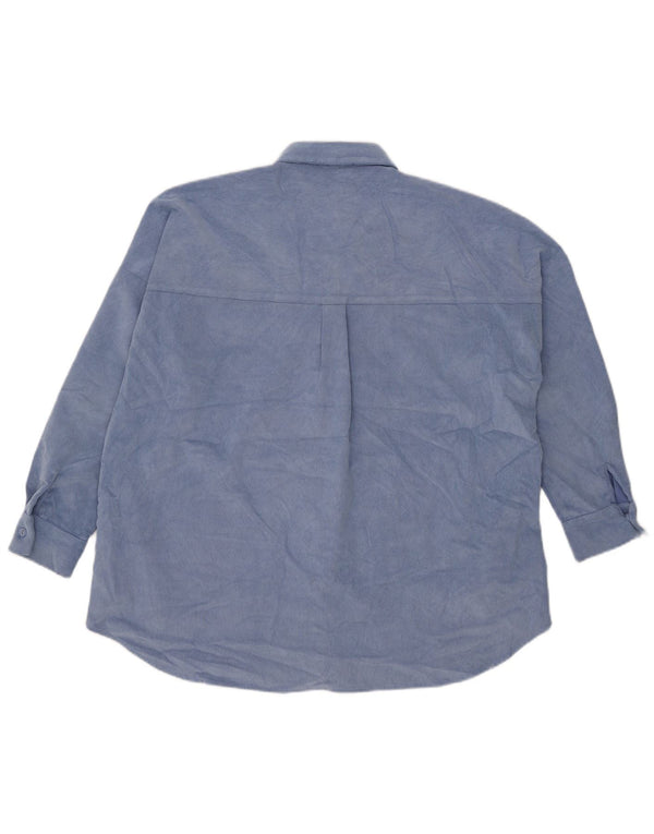 Zara Womens Oversized Corduroy Shirt UK 10 Small Blue Polyester