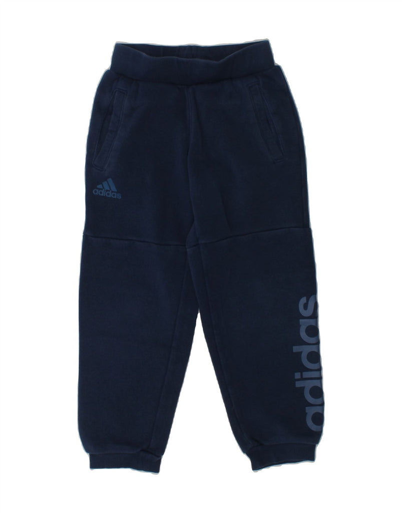 ADIDAS Boys Graphic Tracksuit Trousers Joggers 4-5 Years Navy Blue Cotton | Vintage Adidas | Thrift | Second-Hand Adidas | Used Clothing | Messina Hembry 