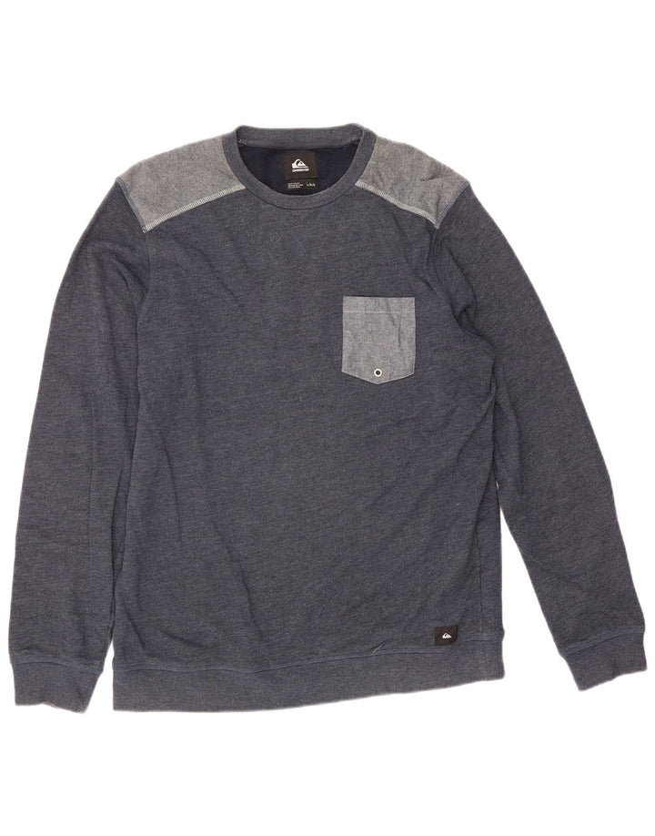 Quiksilver Mens Sweatshirt Jumper Large Navy Blue Colourblock Cotton