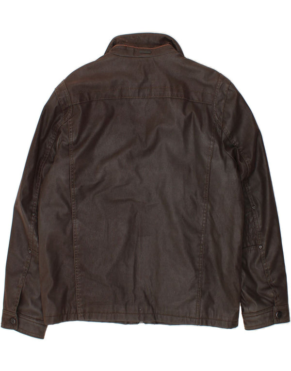 DNR Mens Leather Jacket IT 56 3XL Brown Leather