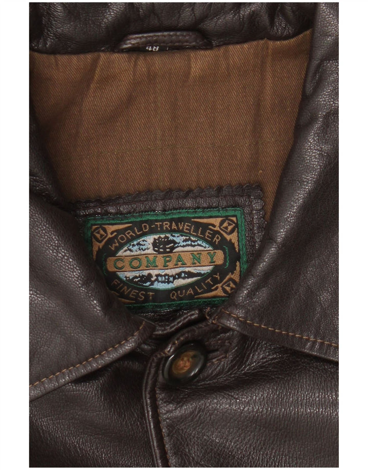 Vintage Mens Leather Jacket IT 48 Medium Brown Leather