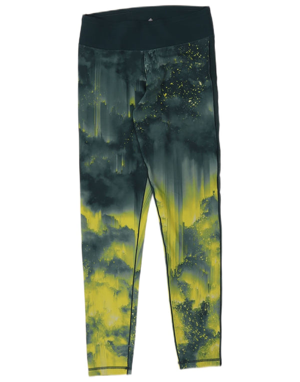 Adidas Womens Climalite Leggings UK 8/10 Small  Green Tie Dye