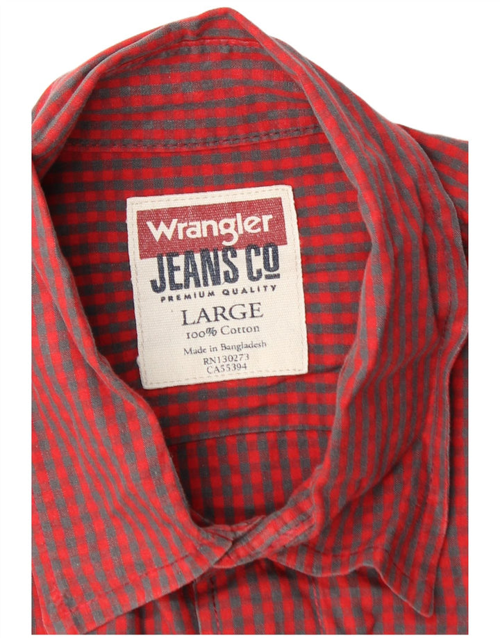 Wrangler Mens Shirt Large Red Gingham Cotton