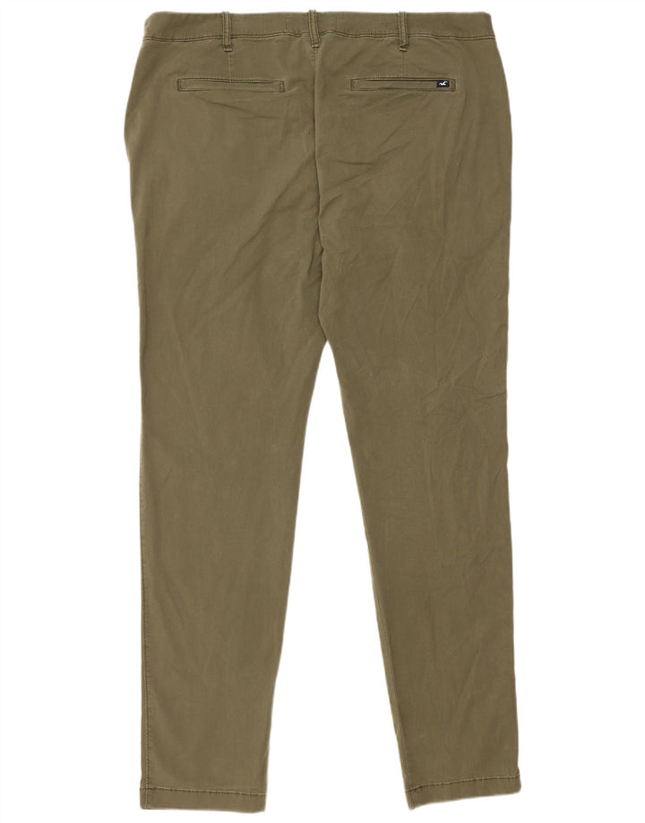 Hollister Mens Slim Chino Trousers W38 L34 Khaki Cotton