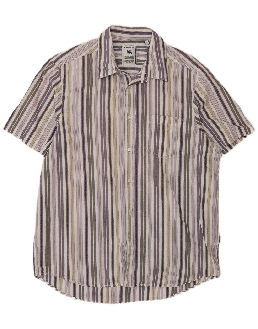 Lerros Mens Short Sleeve Regular Fit Shirt Large Multicoloured Striped
