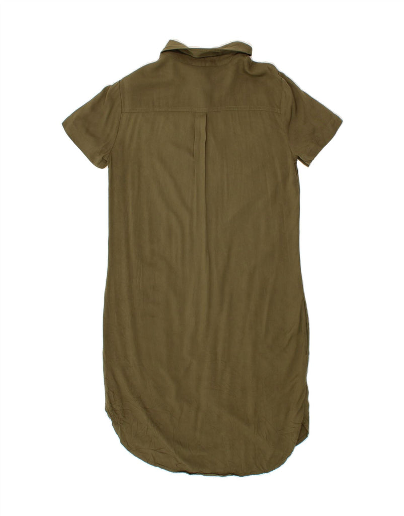 DKNY Womens Short Sleeves Shirt Dress UK 10 Small Khaki Viscose Vintage Dkny and Second-Hand Dkny from Messina Hembry 