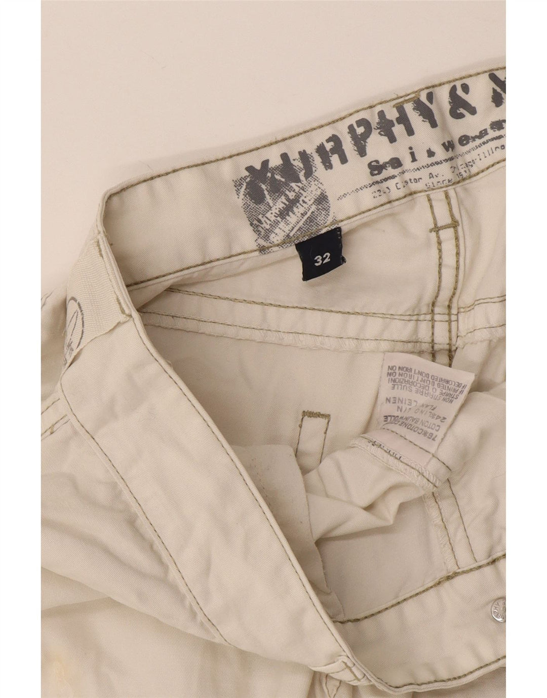 Murphy & Nye Mens Cargo Shorts W32 Medium White Cotton
