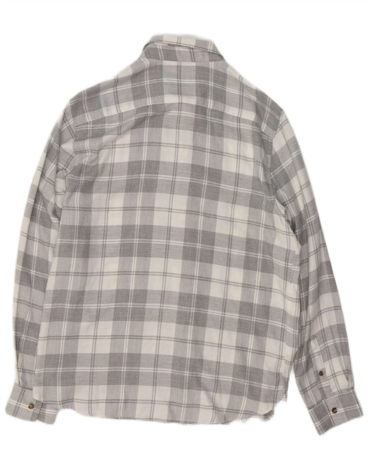 TED BAKER Mens Regular Fit Flannel Shirt Size 4 Large Grey Check Viscose