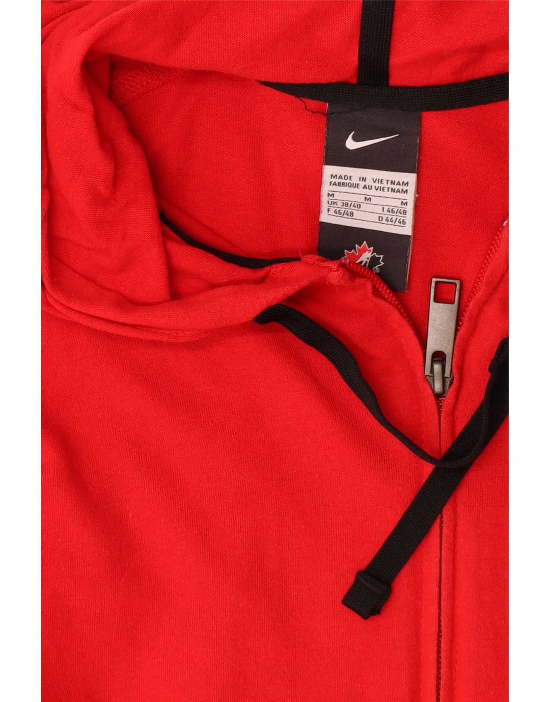 Nike Mens Canada Graphic Zip Hoodie Sweater Medium Red Cotton