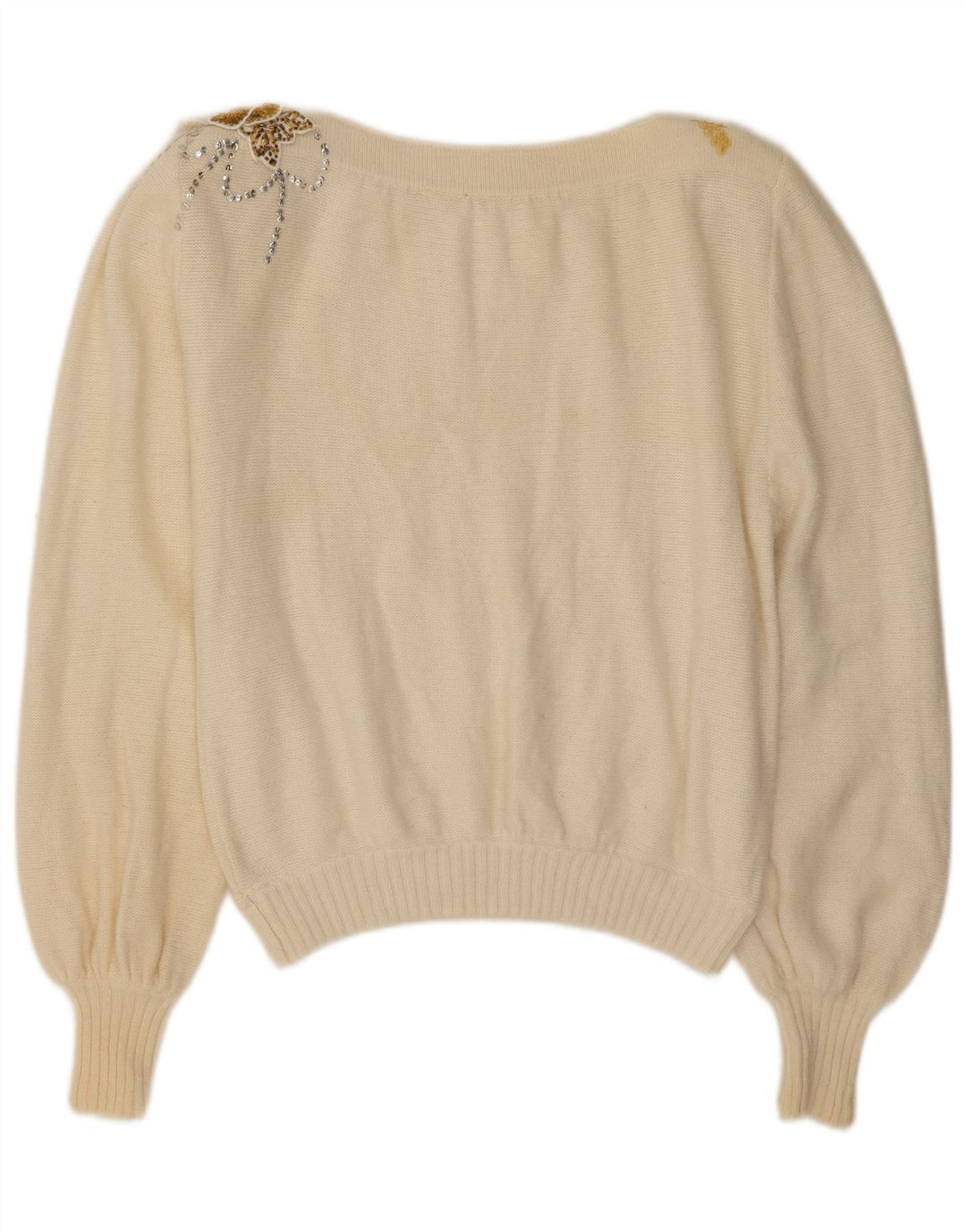 VINTAGE Womens Boat Neck Jumper Sweater IT 44 Medium Off White