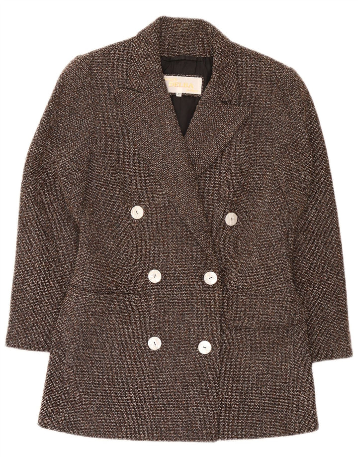 Delba Womens Double Breasted Blazer Jacket EU 42 Large Brown Flecked Wool