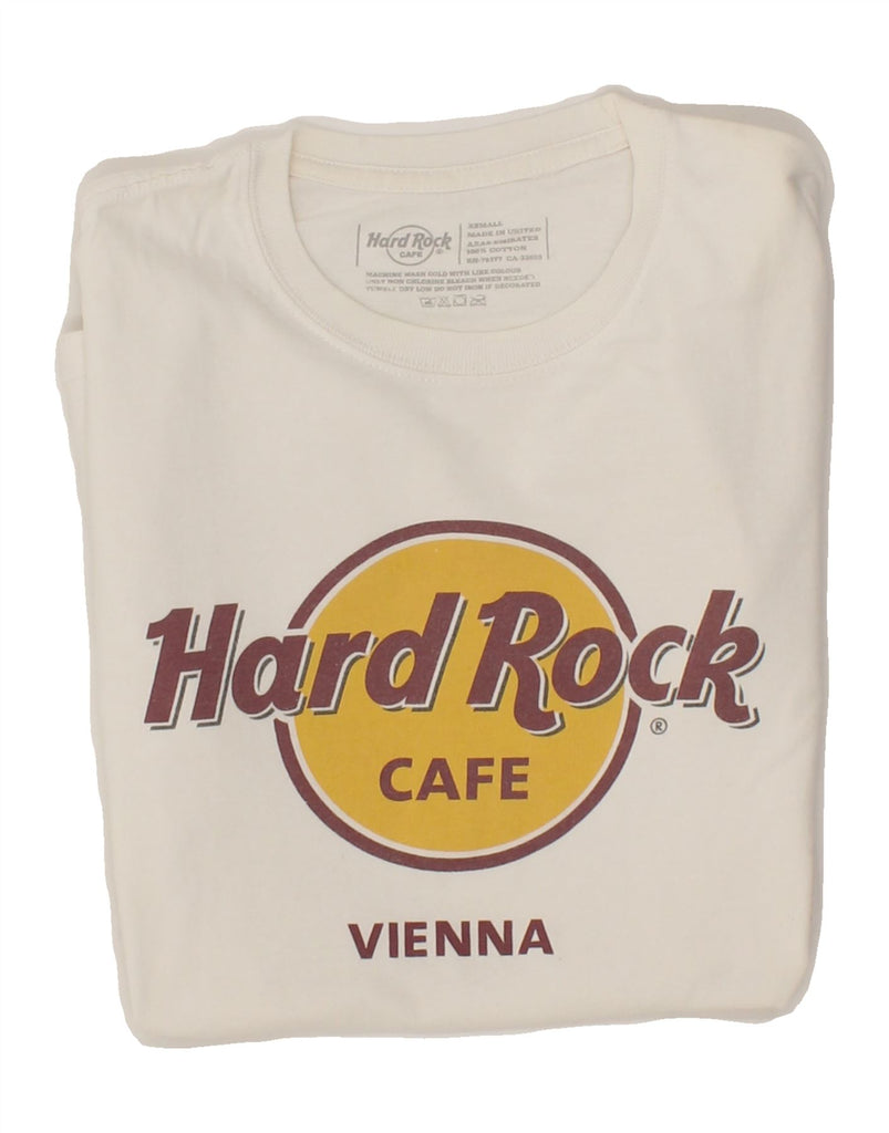 HARD ROCK CAFE Womens Vienna Graphic T-Shirt Top UK 6 XS White Cotton | Vintage Hard Rock Cafe | Thrift | Second-Hand Hard Rock Cafe | Used Clothing | Messina Hembry 