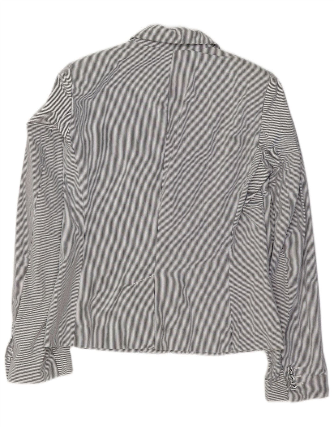 FRENCH CONNECTION Womens Blazer Jacket UK 10 Small  Blue Pinstripe