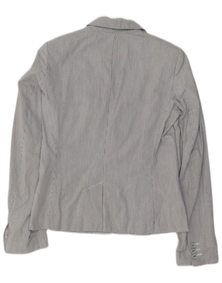 FRENCH CONNECTION Womens Blazer Jacket UK 10 Small  Blue Pinstripe