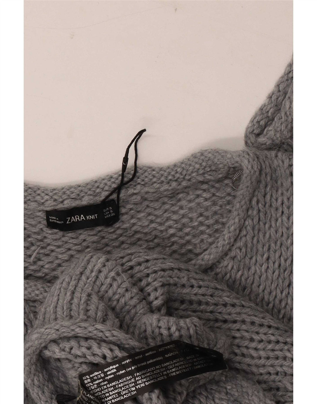 Zara Womens Oversized Boat Neck Jumper Sweater UK 10 Small Grey Acrylic