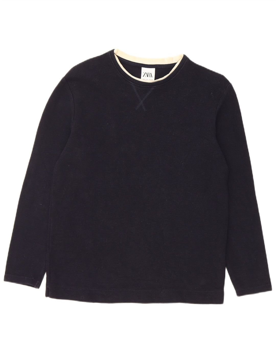 Zara Mens Top Long Sleeve Small Navy Blue Cotton