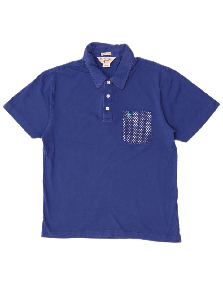 Penguin Mens Heritage Slim Fit Polo Shirt Medium Blue Spotted Cotton