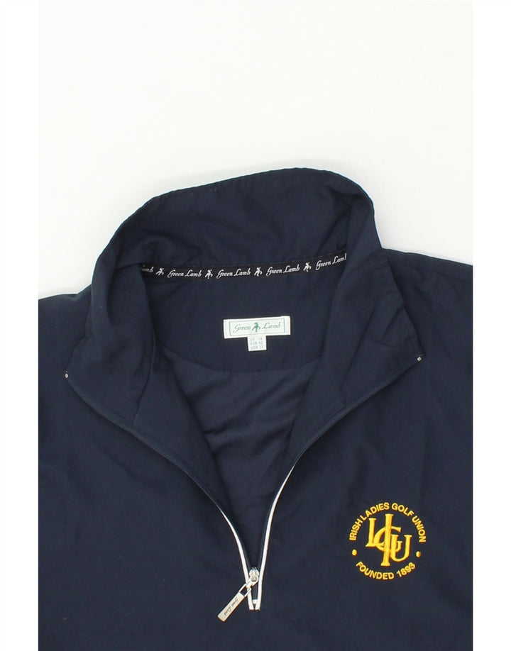 GREEN LAMB Womens Zip Neck Pullover Tracksuit Top UK 16 Large  Navy Blue Vintage Green Lamb and Second-Hand Green Lamb from Messina Hembry 