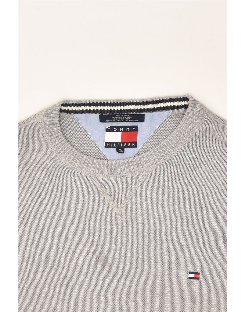 TOMMY HILFIGER Mens Crew Neck Jumper Sweater XL Grey Cotton | Vintage Tommy Hilfiger | Thrift | Second-Hand Tommy Hilfiger | Used Clothing | Messina Hembry 