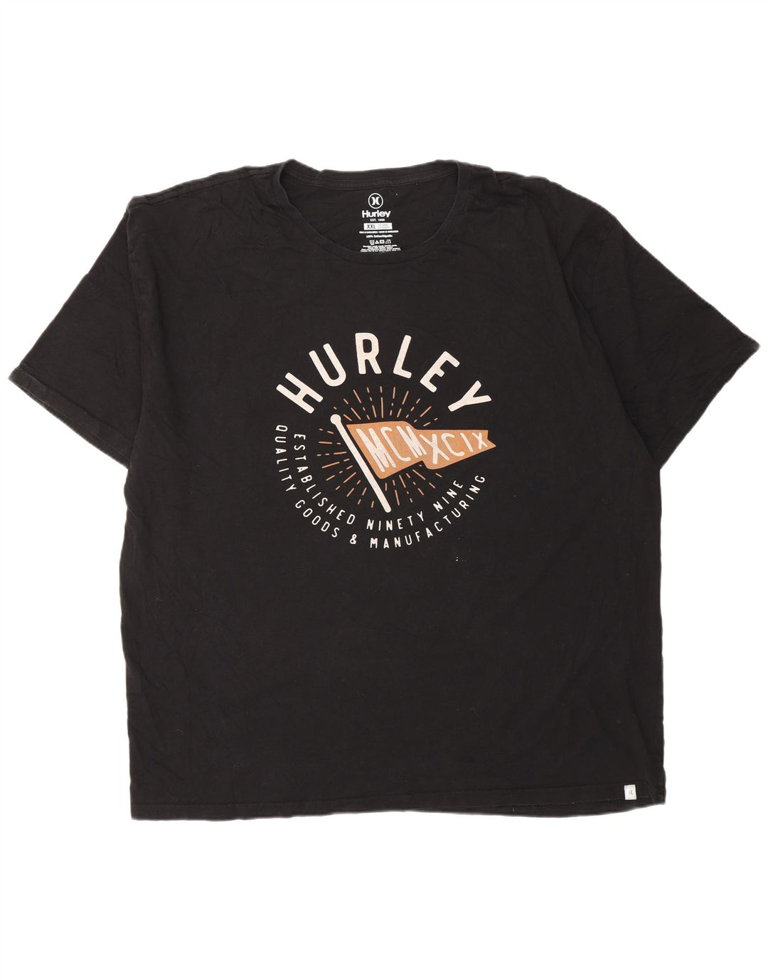 HURLEY Mens Graphic T-Shirt Top XL Black Cotton