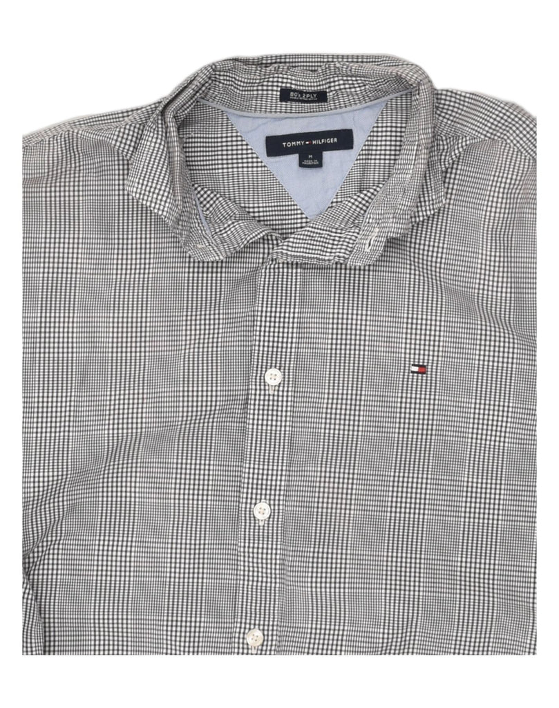 TOMMY HILFIGER Mens Shirt Medium Grey Check Cotton | Vintage Tommy Hilfiger | Thrift | Second-Hand Tommy Hilfiger | Used Clothing | Messina Hembry 