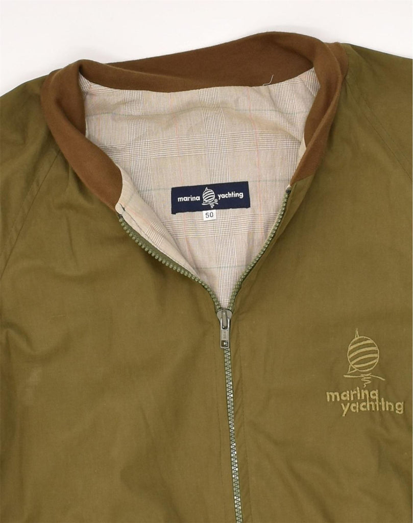 MARINA YACHTING Mens Bomber Jacket IT 50 Large Khaki Cotton | Vintage Marina Yachting | Thrift | Second-Hand Marina Yachting | Used Clothing | Messina Hembry 