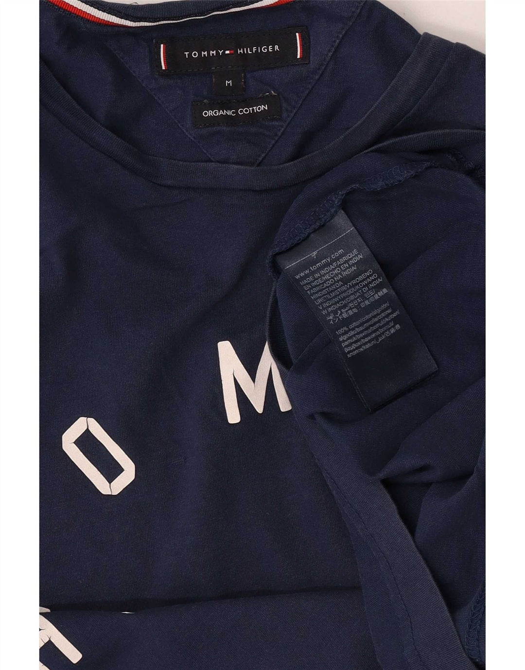 Tommy Hilfiger Mens Graphic T-Shirt Top Medium Navy Blue Cotton