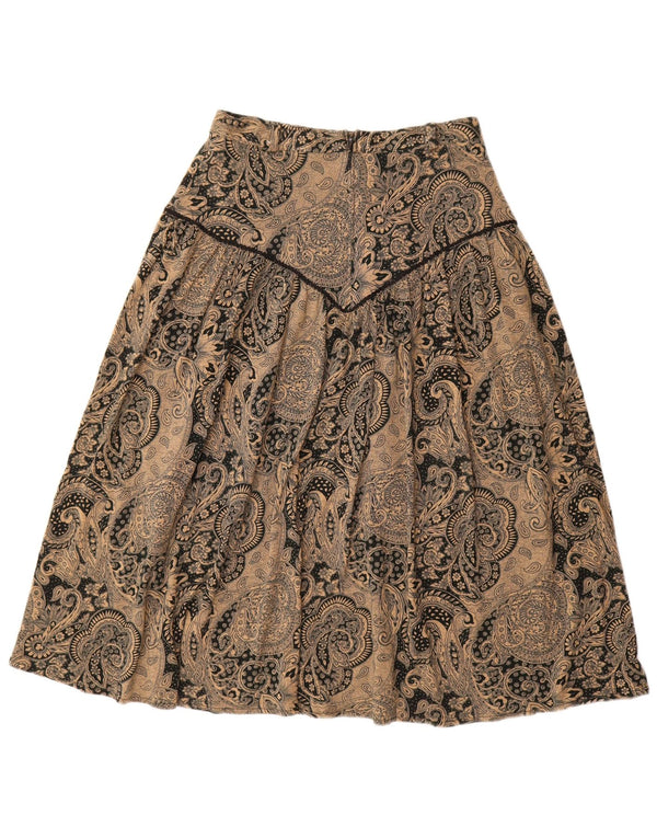 VINTAGE Womens High Waist A-Line Skirt IT 46 Large W28  Brown Paisley