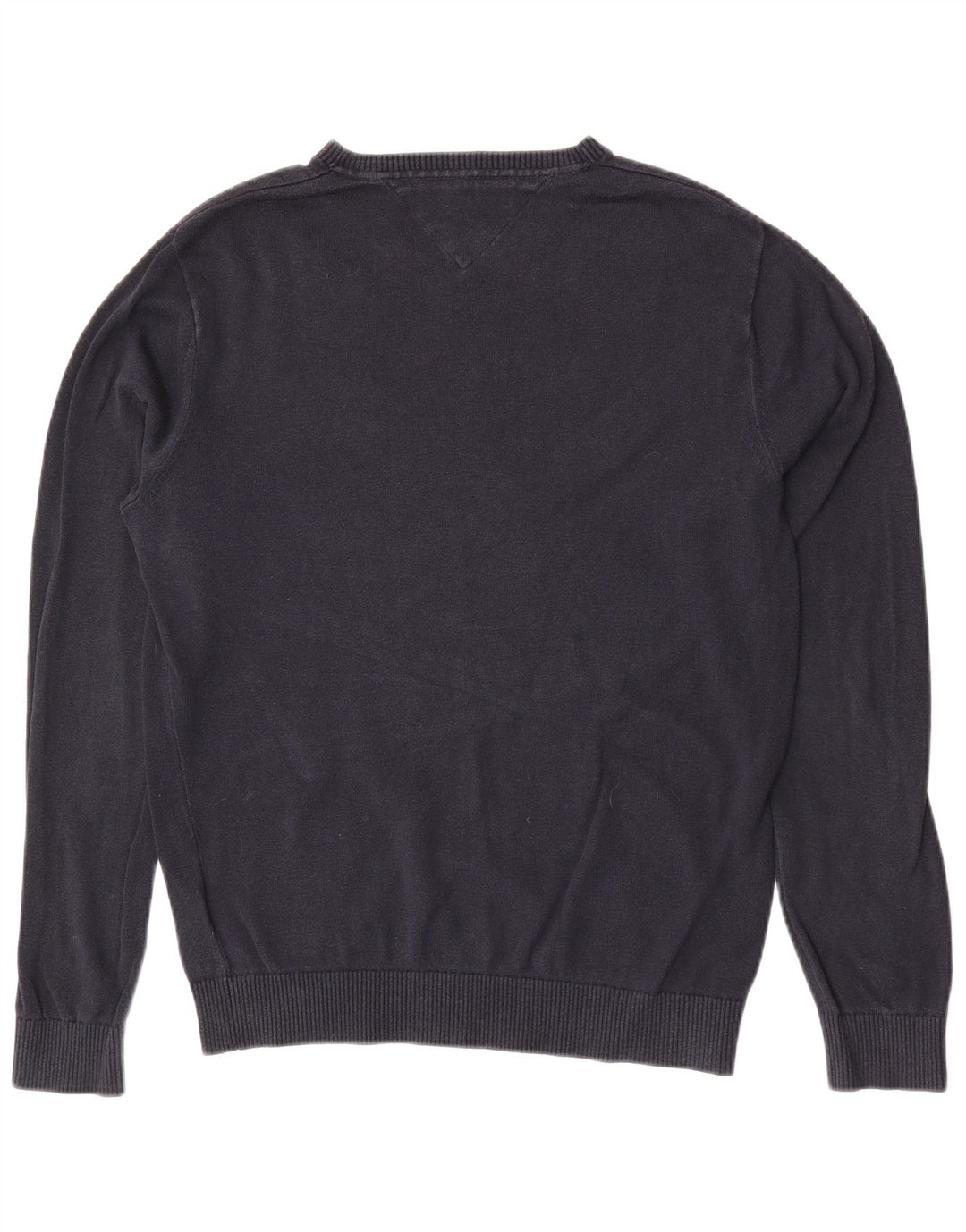 Tommy Hilfiger Mens V-Neck Jumper Sweater Medium Navy Blue Cotton