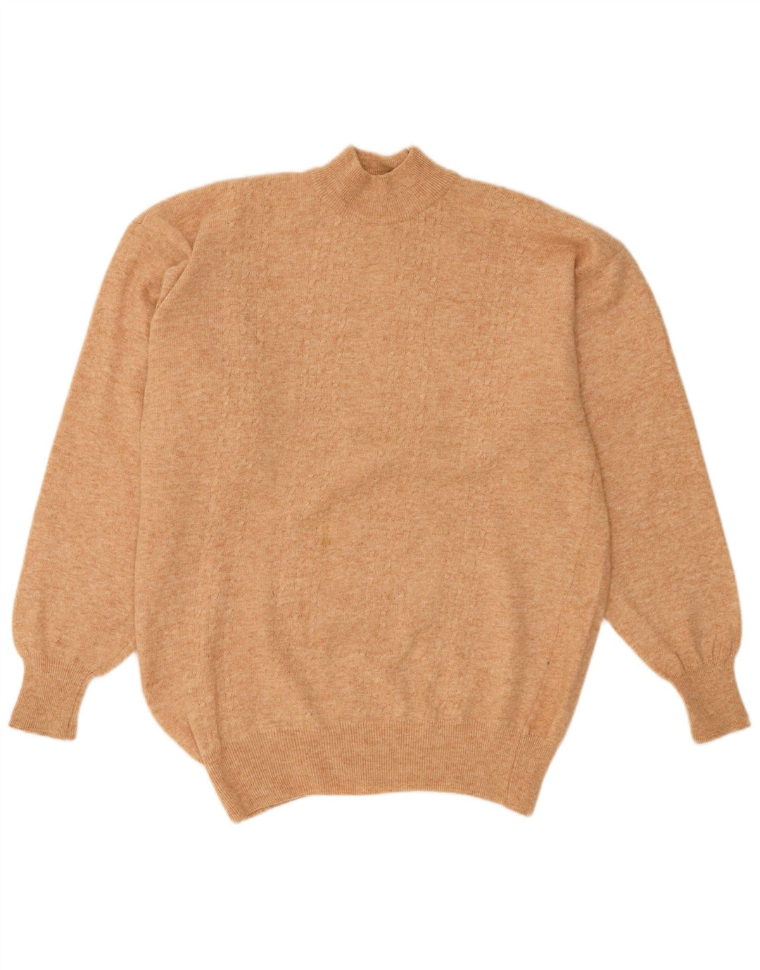 Vintage Womens Turtle Neck Jumper Sweater UK 16 Large Brown Lambswool