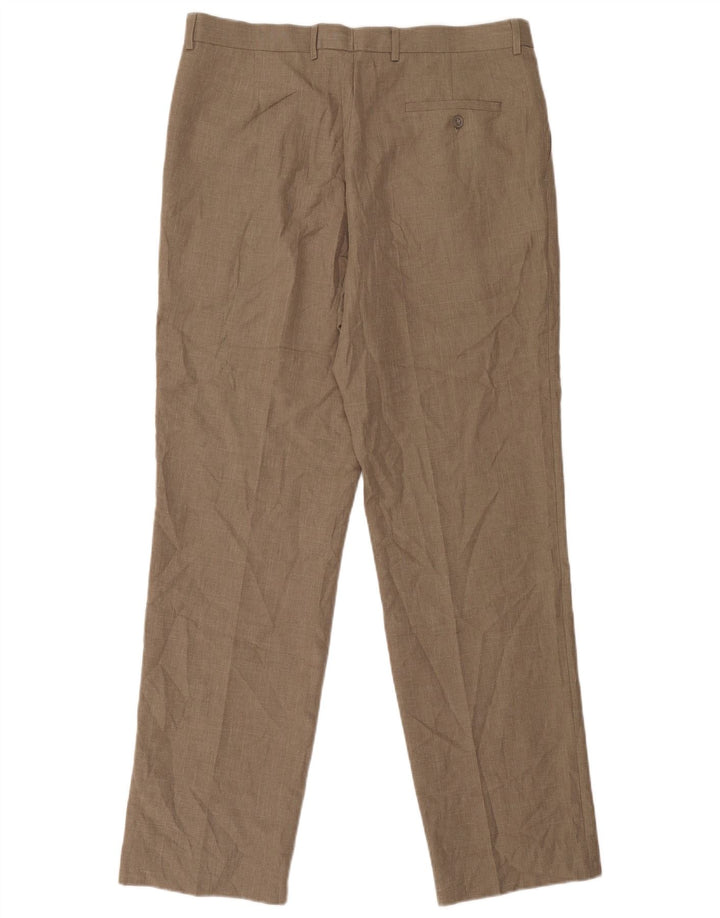 Marks & Spencer Mens Pegged Suit Trousers W36 L33 Beige Polyester