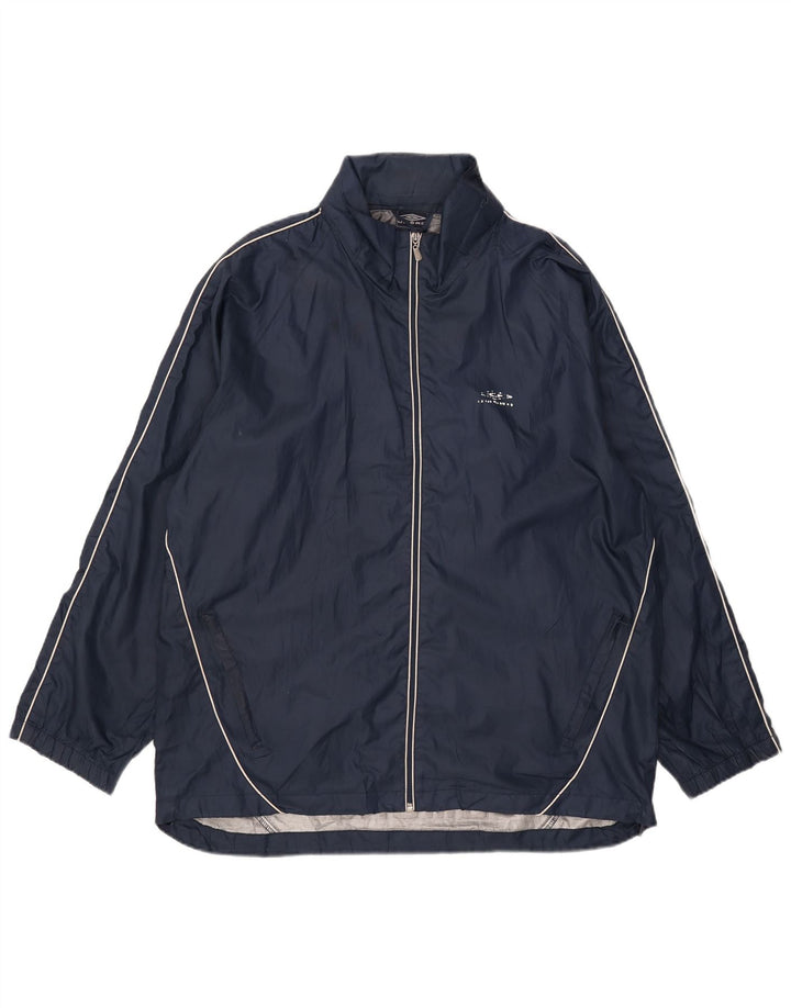Umbro Mens Graphic Hooded Rain Jacket UK 40 Large Navy Blue Polyester