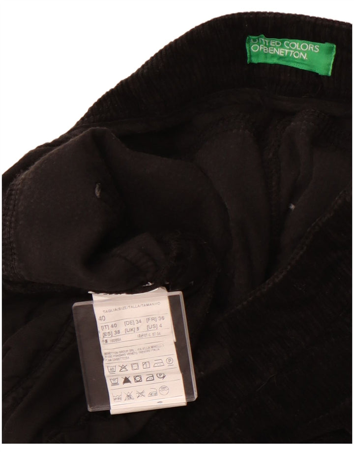 BENETTON Womens Slim Corduroy Trousers UK 8 Small W26 L27 Black Cotton