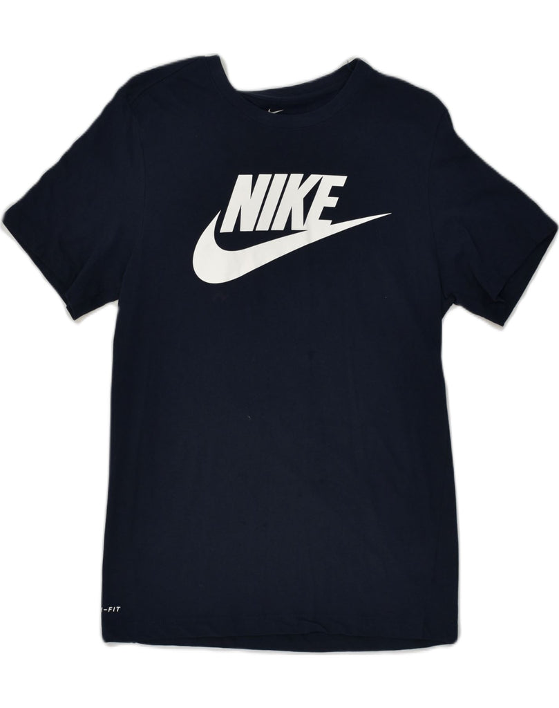 NIKE Mens Dri Fit Graphic T-Shirt Top Small Navy Blue Cotton | Vintage Nike | Thrift | Second-Hand Nike | Used Clothing | Messina Hembry 