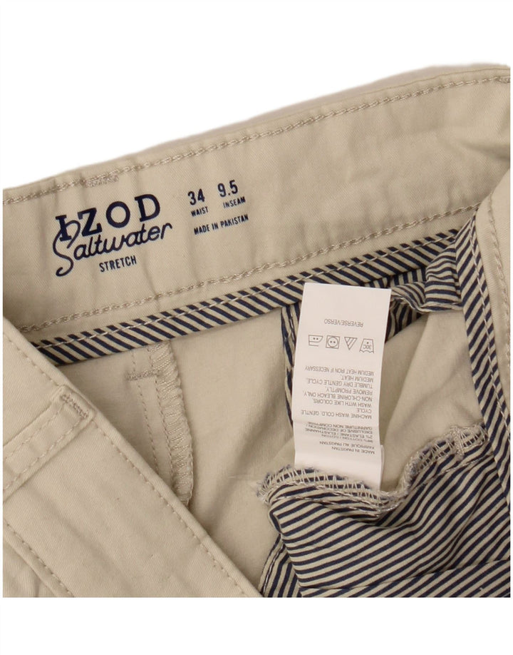 Izod Mens Salt Water Chino Shorts W34 Large Beige Cotton