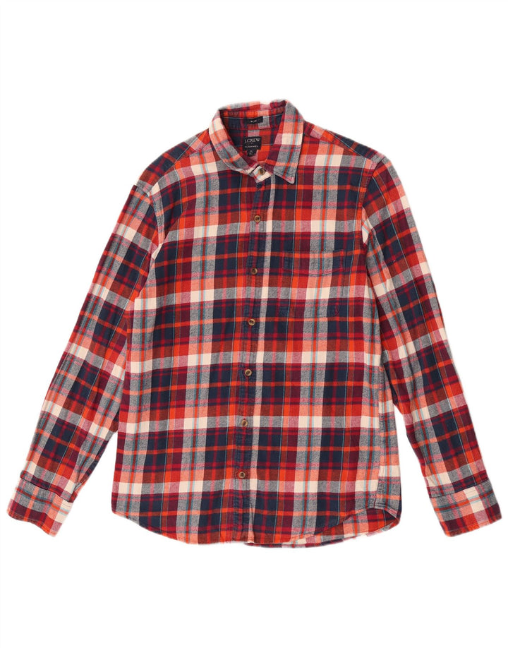 J. Crew Mens Slim Flannel Shirt Medium Red Check Cotton