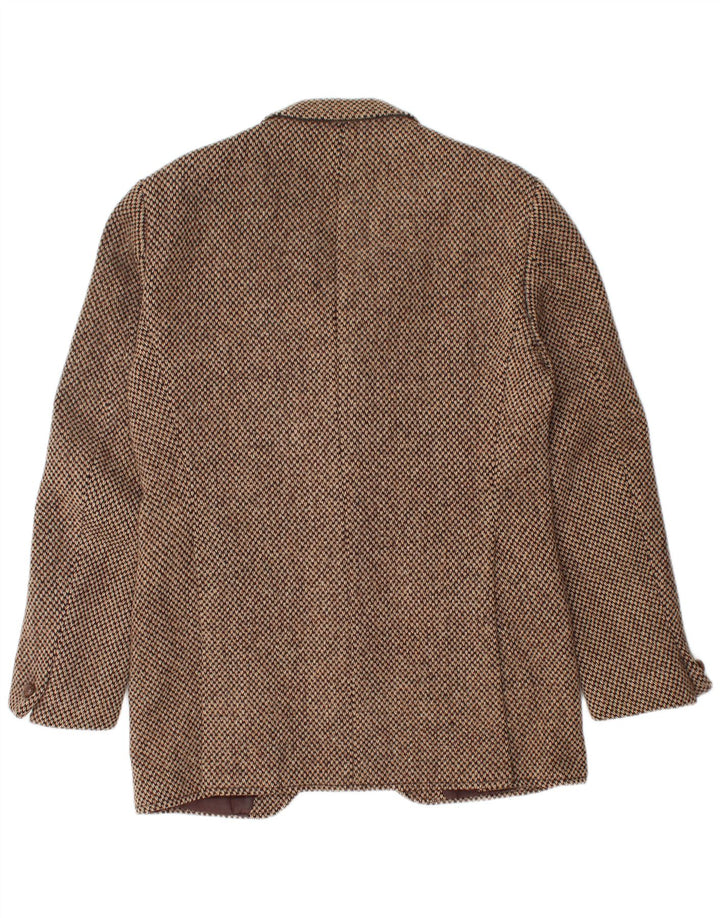 HARRIS TWEED Mens 3 Button Blazer Jacket UK 38 Medium Brown New Wool