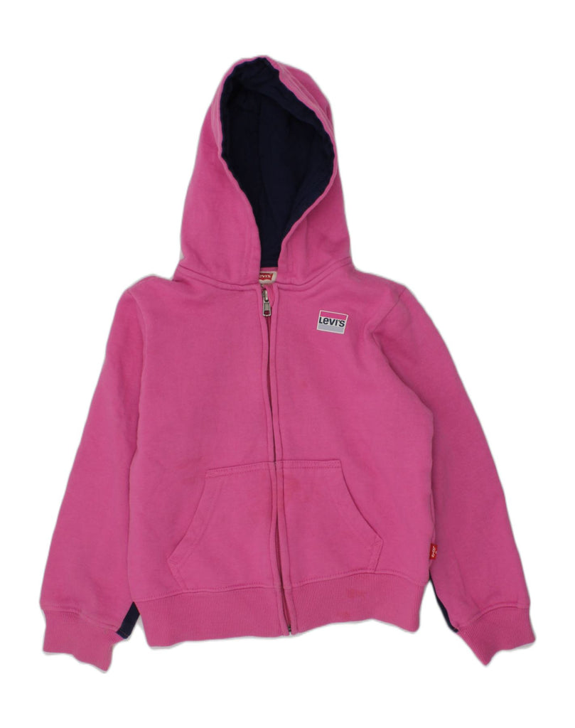 LEVI'S Girls Zip Hoodie Sweater 6-7 Years Large Pink Cotton | Vintage Levi's | Thrift | Second-Hand Levi's | Used Clothing | Messina Hembry 