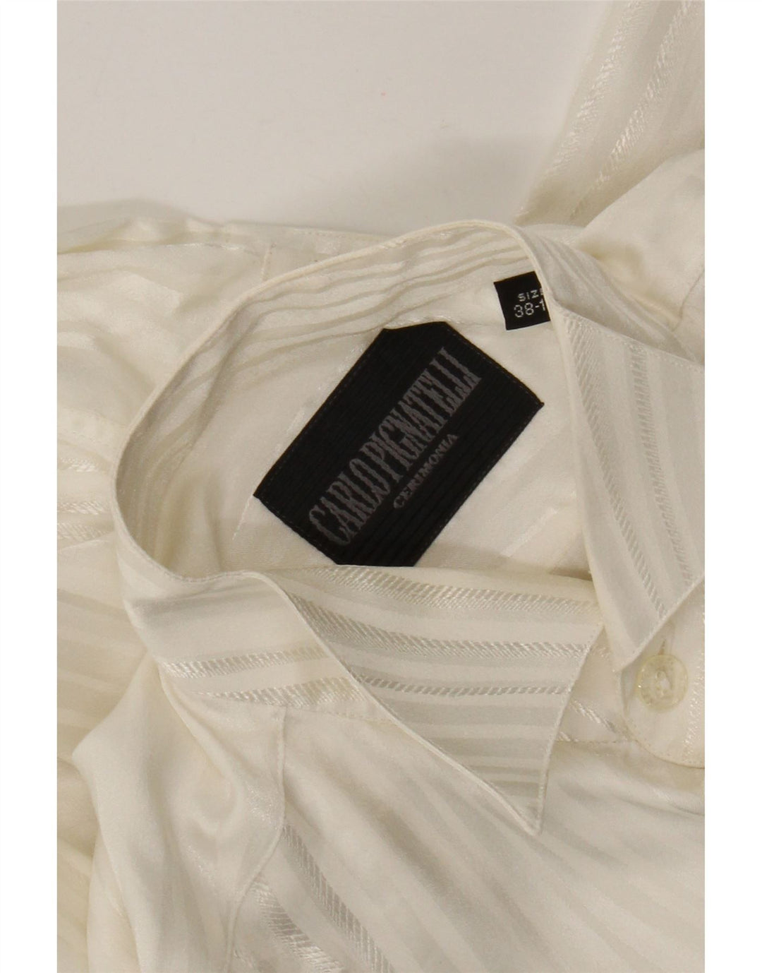 Carlo Pignatelli Mens Formal Shirt Size 38 15 Medium White Pinstripe