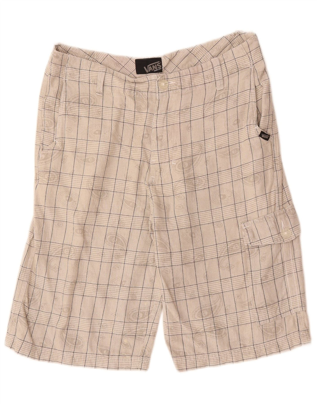 VANS Mens Cargo Shorts W30 Medium Grey Check Cotton