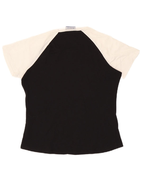 Reebok Womens T-Shirt Top UK 16 Large Black Colourblock Cotton